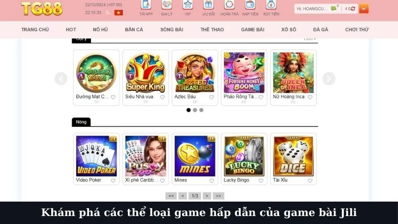 Khám phá các thể loại game hấp dẫn của game bài Jili