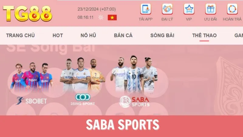 Giới thiệu sảnh SABA Sports trên TG88