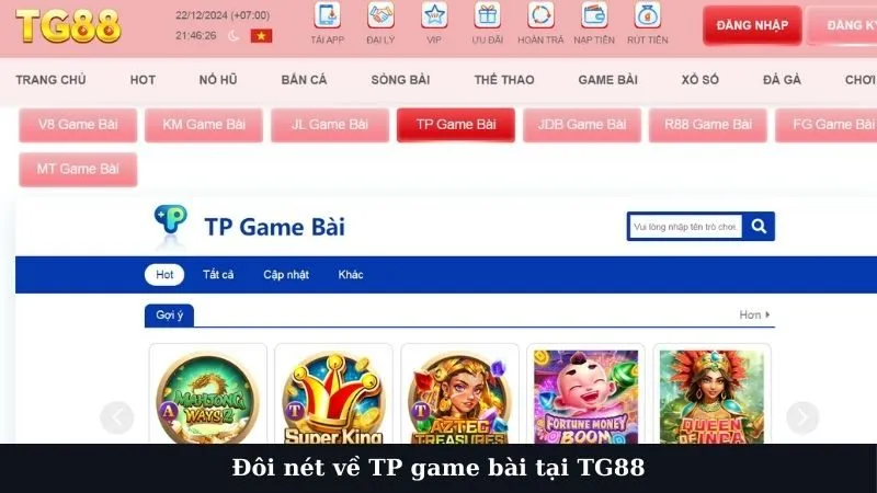 Đôi nét về TP game bài tại TG88