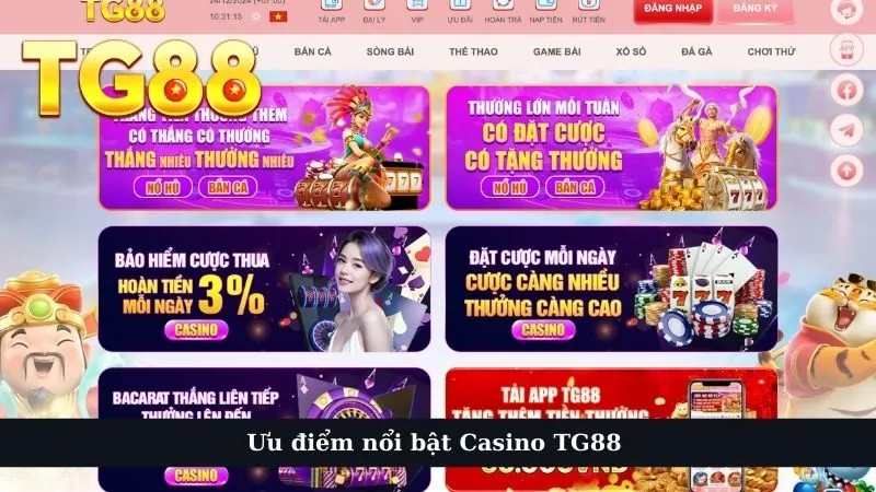 Ưu điểm nổi bật Casino TG88 